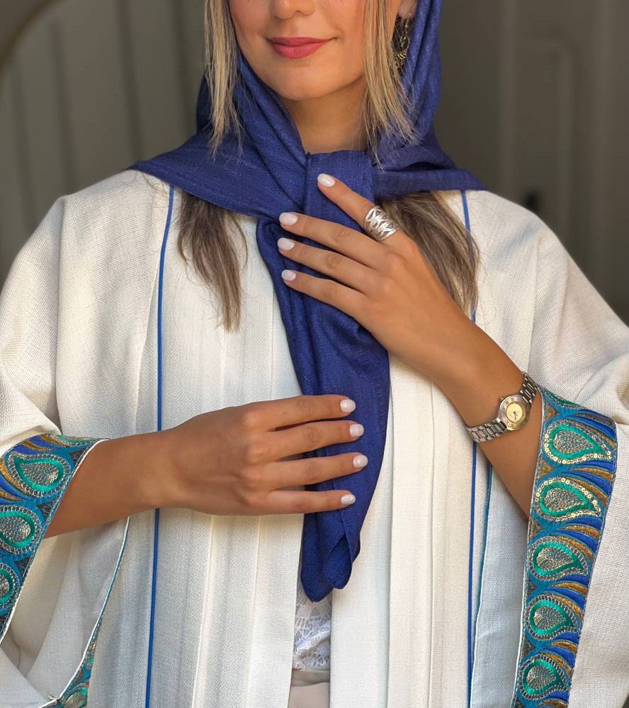 روسری تافته هندی سرمه ای