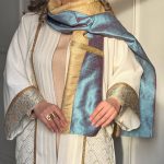 شال تافته نواردار همراه با خرج كار هندي