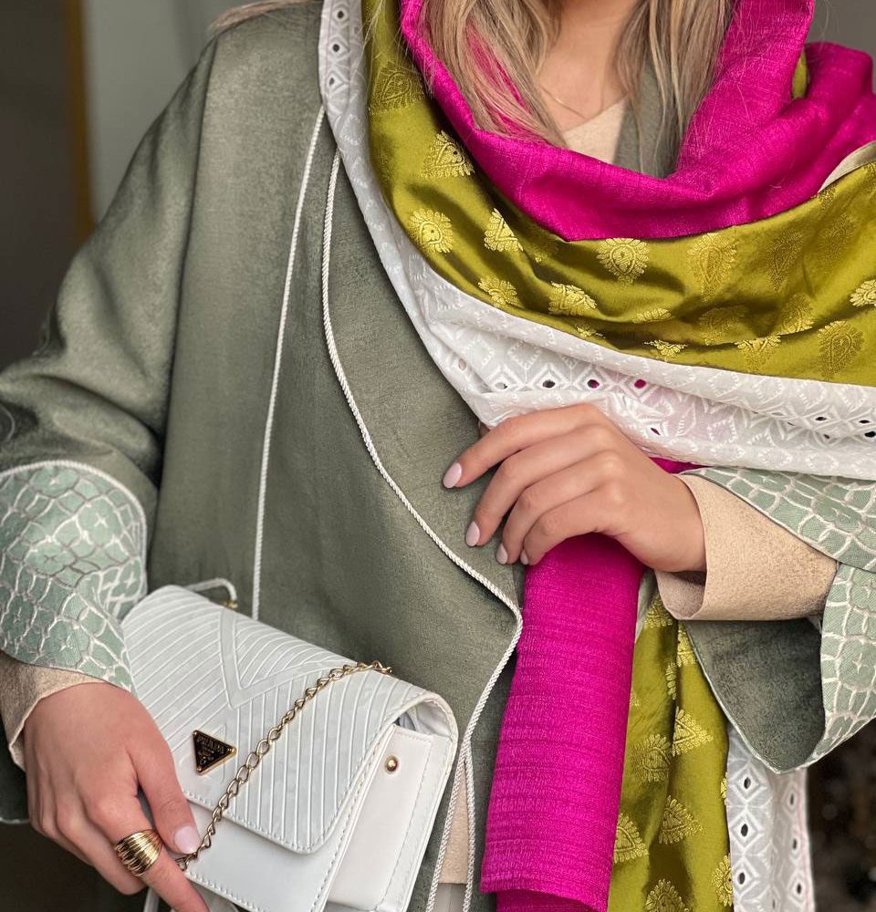 شال طرحدار سرخابی سبز