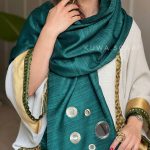 شال تافته سبز با اکسسوری آینه