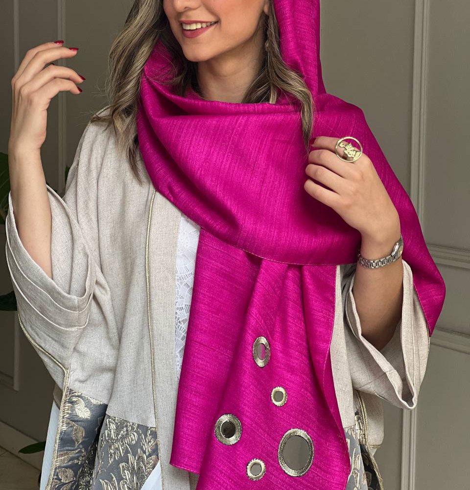 شال تافته سرخابی با اکسسوری آینه