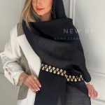 شال طرحدار مشکی قطره