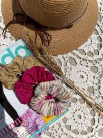 پک سه عددی کش مو‌   سرخابی /طلایی/ گلدار