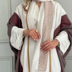 شال وال سفيد با خرج كار هفت و هشت