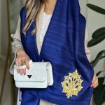 شال تافته با اکسسوری بُته جِقه طلايي