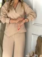 ست مهمانی بلوز و شلوار درس کرم