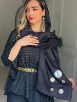 شال تافته مشکی با اکسسوری آینه