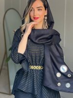 شال تافته مشکی با اکسسوری آینه - Image 2