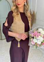 ست مجلسی اورال پر و جلیقه باوند قهوه ای - Image 3