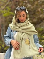 شال پرشنگ سبز پسته ای با اکسسوری درنا