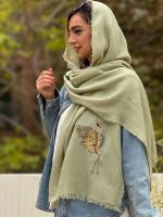شال پرشنگ سبز پسته ای با اکسسوری درنا - Image 2