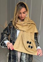 شال تافته طلایی با اکسسوری پاپیون - Image 2