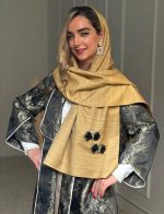 شال تافته طلایی با اکسسوری پاپیون - Image 3