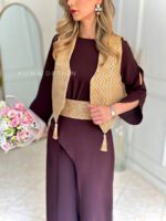 اورال زنانه پَر کرپ قهوه ای - Image 3