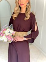 اورال زنانه پَر کرپ قهوه ای - Image 2