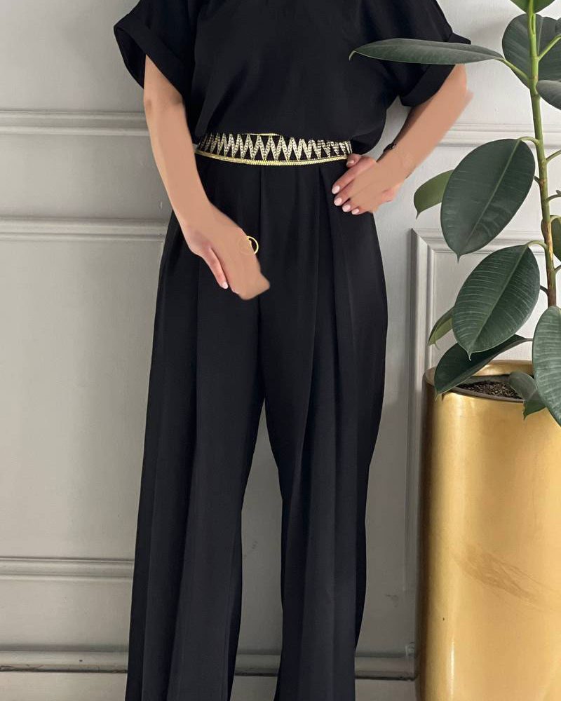 اورال مجلسی آيروبين مشكي آستين كوتاه