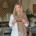 شال پاییزه-زمستانه کرم جواهردوزی شده