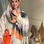 شال طرحدار پاییزه-زمستانه رنگی