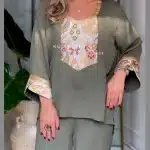 ست بلوز شلوار کلارا سبز