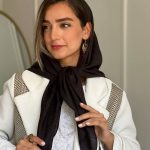 روسری تافته مشکی با اکسسوری دو اسب