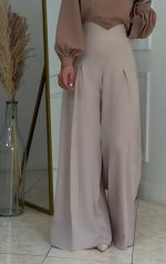 شلوار شیک پارچه ای شلر کرم - Image 2